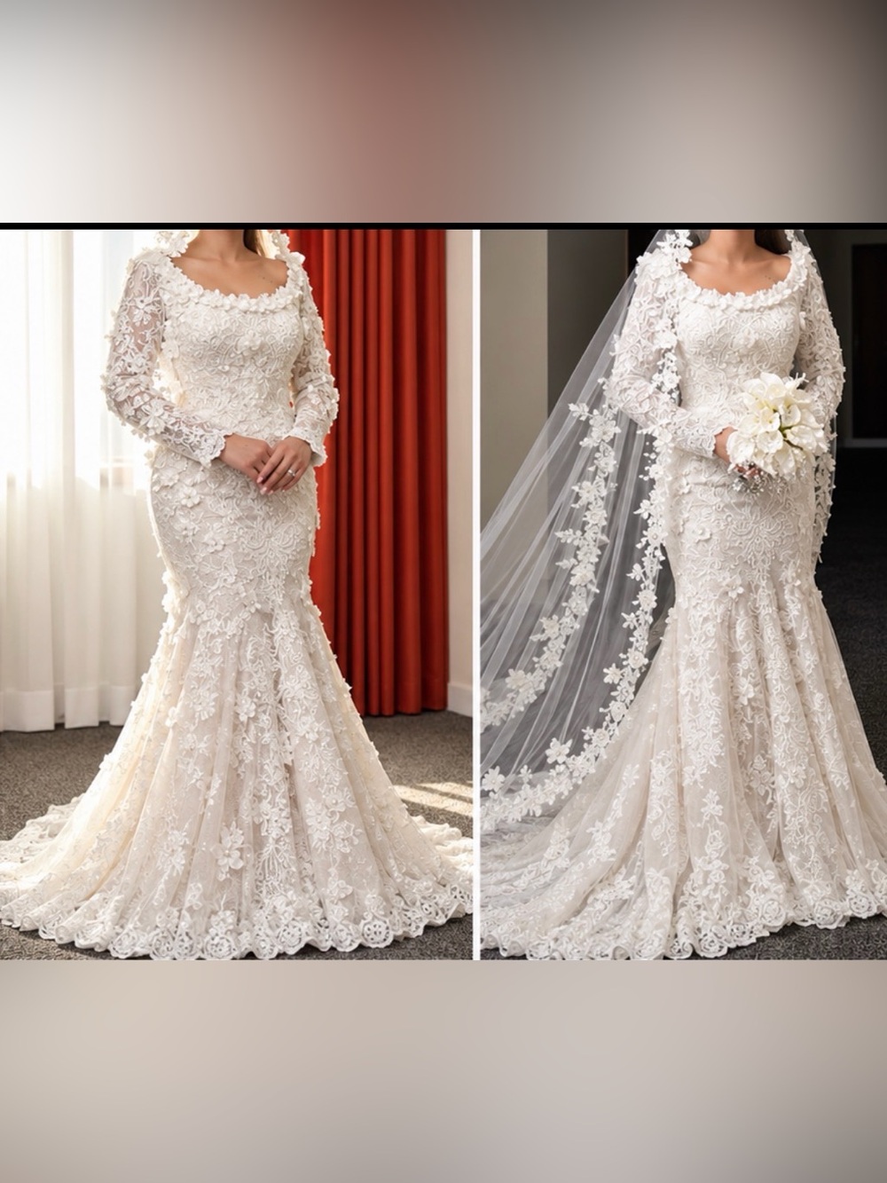 Elegant Lace Bridal Gown in Ivory